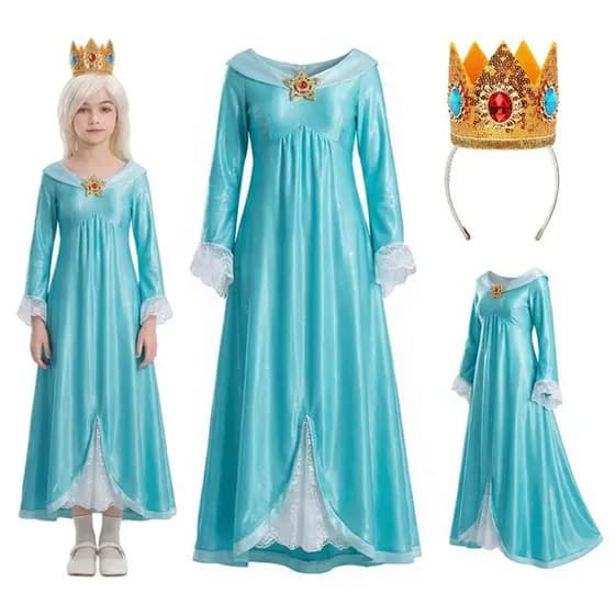 Vestido Rosalina para Meninas, Pêssego, Fantasia de Halloween Infantil, Role Play de Princesa, Manga Longa, Festa de Ani