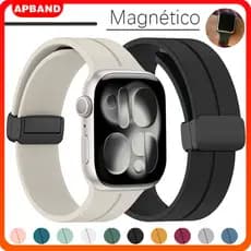 Pulseira De Silicone Magnética Para Relógio Apple Watch Ultra SE 3 2 Series 11 10 9 8 7 6 IWatch 49 46 45 44 42 41 40mm