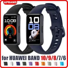 Pulseira De Silicone Para Relógio Smartwatch Huawei Band 10 9 8 7 6/NFC/ 6 Pro/Honor Band 6 7 Strap Band Acessórios