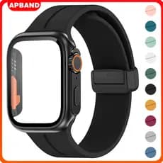Pulseira Silicone De Capa Capinha PC Para Relógio IWatch Apple Watch Series 11 10 9 8 7 6 SE 3 2 46 45 42 41 44 40 38mm
