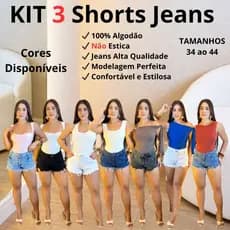 Kit Com 3 Shorts Jeans Feminino Desfiado Na Bainha, Cintura Alta Tendência Verão 2026