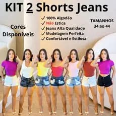 Kit Com 2 Shorts Jeans Feminino Cintura Alta Detonado .