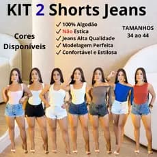 Kit Com 2 Shorts Jeans Feminino Desfiado Na Bainha, Cintura Alta Tendência Verão 2026