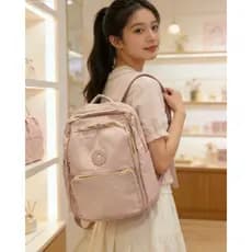 Mochila Feminina com Estojo em Nylon de Grande Capacidade Impermeável para Estudantes e Viagens a Trabalho