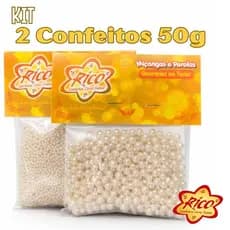 KIT2 confeitos de açucar Pérolas 50g Tamanho P e M 100% Comestíveis Confeitos Diversas Cores