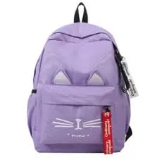 Mochila Feminina Impermeável em Nylon Resistente - Design Adorável com Gatinho + Estojo Incluso