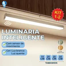 Kit variação de 1 a 2 itens Smart Luminária Inteligente Ultra LED com sensor de movimento sem fio e Recarregável USB fin