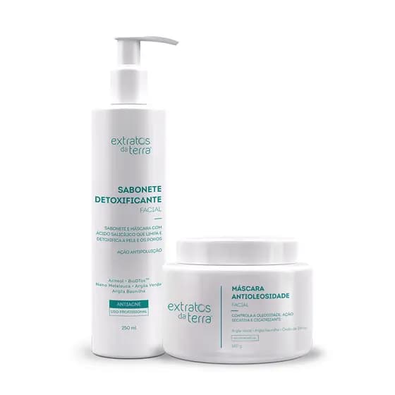 Kit Profissional para Detox e Limpeza Facial com Sabonete e Máscara Extratos da Terra