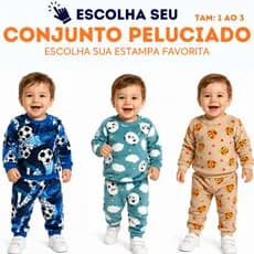 Conjunto de Inverno para Menino em Flecee Ultrasoft Premium Peluciado Conforto e Estilo - 1 a 3 anos