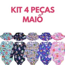 Kit Sortido 4 Peças De Maiô Praia Bebê Menina Infantil Verão