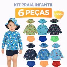 Kit Lote Sortido 6 Peças de Roupa De Praia Bebê Menino Infantil Verão Masculino