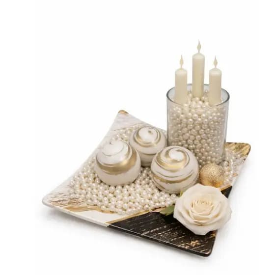 Enfeite Decorativo Bandeja com Bolinhas para Mesa de Centro Sala Decoração 4 peças