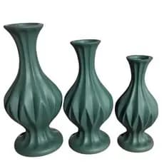 Kit 3 Vasos Diamante em Cerâmica para Festa Decoração de Sala e Ambientes