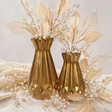 Enfeite Decorativo Dupla Cristal em Cerâmica Vaso Moderno para Sala Mesa de Centro Rack