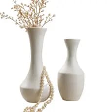 Dupla de Vasos Alto em Cerâmica Moderno Liso para Decorar Casa Sala Escritório Clínicas Premium 30cm