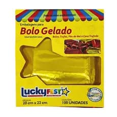 Embalagem para bolo luckfest Ouro Bolos, trufas, pao de mel e cone trufado