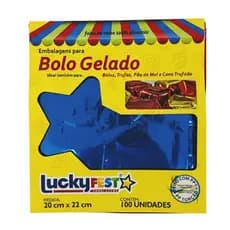 Embalagem para bolo gelado Luckfest Azul Bolos, trufas, pao de mel e cone trufado