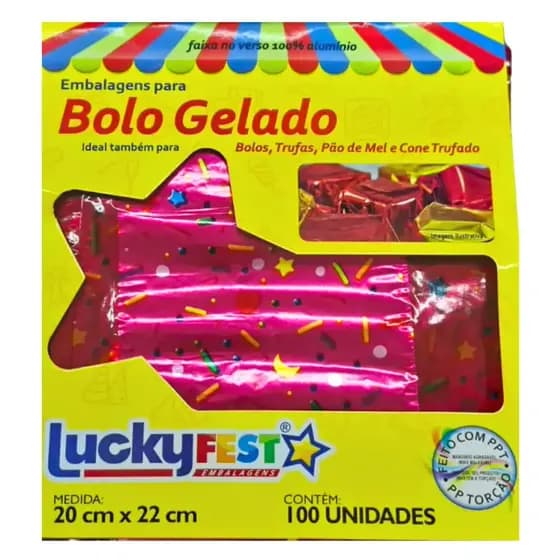 Embalagem para bolo gelado Pink Confete Luckfest Bolos, Trufas, Pao de mel e cone trufado