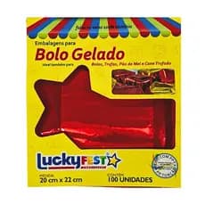 Embalagem para bolo gelado Luckfest Vermelho Bolos, Trufas, Pao de Mel e Cone Trufado