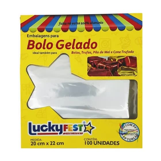 Embalagem de bolo gelado Luckfest Prata (incolor) Bolos, Trufas, Pao de Mel e Cone Trufado
