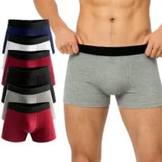 Kit 5 Cuecas Box / Boxer Adulto Algodão Cotton Antialérgico Confortável Lisa