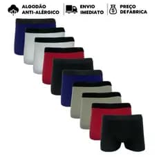 KIT 9 CUECAS BOX ADULTO COTTON ALGODÃO ANTI-ALÉRGICO LISA