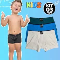 KIT 3 CUECAS BOX INFANTIL JUVENIL CRIANÇA MICROFIBRA 1 A 10 ANOS