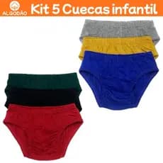Kit 5 Cuecas Infantil Tradicional 100% Algodão Criança