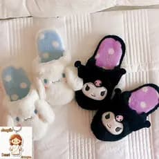 38/39 tamanho Kuromi chinelos de pelúcia Kawaii Sanrio chinelos de pelúcia Olá KT chinelos de pelúcia Chinelos femininos