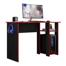 Mesa para Computador Gamer Slim Escrivaninha Preto/Vermelho - Peternella Móveis