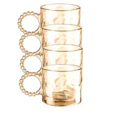 4 CANECAS RESISTENTE AMBAR 300ML VIDRO ALÇA XICARA CAFÉ COZINHA MESA COPO CAPPUCCINO BEBIDA PRESENTE