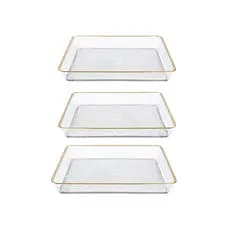 3 Bandeja Organizador Escritório Multiuso Acrílico Sala Café Cozinha Jantar Mesa Fruteira Decorativa