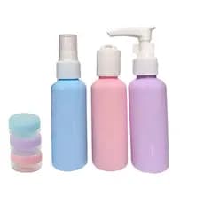 Kit 6 Frascos Viagem com Necessaire Frascos Reutilizáveis Shampoo Hidratante Sabonete e Cosméticos