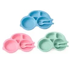 KIT 3 Pratinho divisorias Educativo Criança Prato Plastico  infantil talheres 3Uni Casa Comida Festa