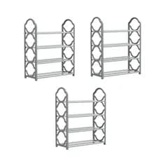 3 Sapateira 4 Andar Gray Estante Calçado Multiuso Escritorio Casa Lavanderia Rack Organizador Sapato