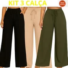 kit 3 Calça Pantalona Duna Feminina Estilosa Conforto Total | Tecido Leve