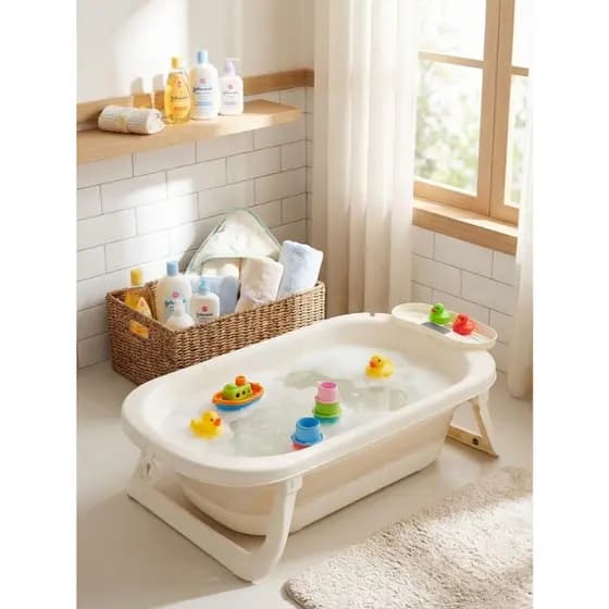 Banheira Bebê 36 Litros Silicone Dobrável Compacta Design Moderno