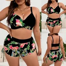 Biquíni Moda Praia Plus Size | Biquíni Cintura Alta | Biquíni short cintura alta | Conjunto de praia 2 peças moda