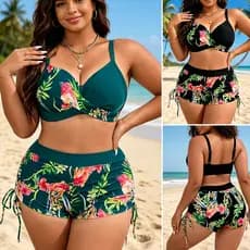 Biquíni Moda Praia Plus Size | Biquíni Cintura Alta | Biquíni short cintura alta | Conjunto de praia 2 peças moda