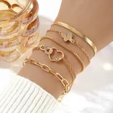 Conjunto De Pulseira De Coração Com Nó Ajustável Da Sorte-5 peças pulseira presente feminino