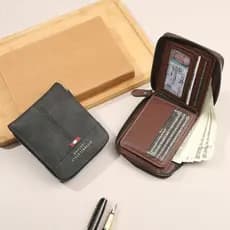 Carteira Masculina Com Fecho Completo CNH RG Cédulas-Moedas Cartões Fashion E Estojo Fino De Couro