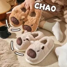 Pantufa Capivara De Pelúcia Confortável Antiderrapante Quentinho Sola Grossa Chinelo De Pelúcia Kapibara