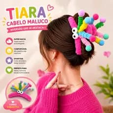 Presilha Cabelo Maluco Com Olhinhos Acessório Fantasia Festa Temática Carnaval Evento Escolar