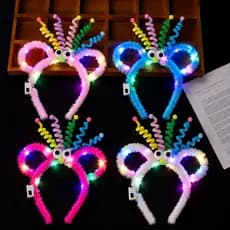 Tiara Arco Cabelo Maluco Led Divertida Com Orelhas E Olhinhos Carnaval Festa Fantasia Evento Escolar