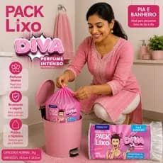 Saco Para Lixeira Diva Perfume Intenso 240 Unidades  Banheiro Cozinha e Pia Forte Seguro e Perfumado