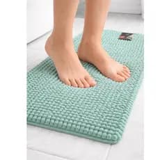 Tapete 0,38x0,58cm residencial Delicado  Antiderrapante com Bolinhas de Microfibra Chenille Celeste.