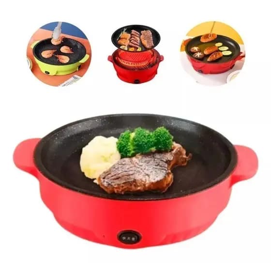 Frigideira Elétrica Antiaderente 220V – Portátil, Rápida e Multifuncional p/ Fritar, Grelhar e Cozinhar
