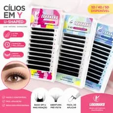 Cílios Lakanaku Fio a Fio U, YY, W 3D 4D 5D – Extensão de Cílios Profissional Lash