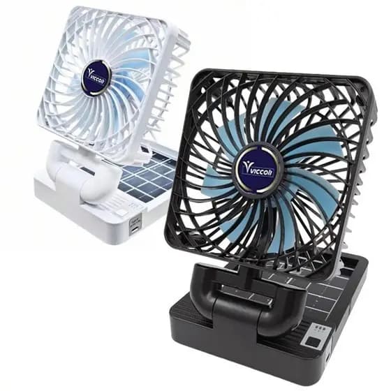 Ventilador Portátil Dobrável Solar + USB – Recarregável, Silencioso e 3 Velocidades p/ Casa, Carro e Viagens