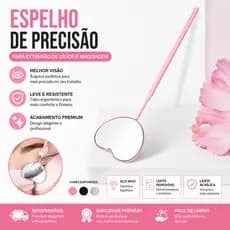 Espelho Inox Profissional Coração e Borboleta para Extensão de Cílios e Maquiagem